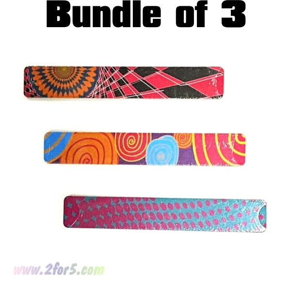 Bundle of 3 - Trim Jumbo Wide Emery Board Nail File (7" X 1.12") Colors Vary