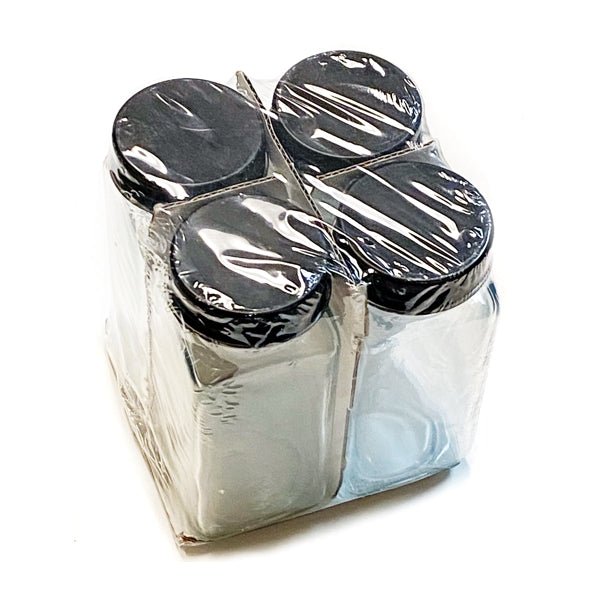 Ankyo Glass Spice Jars with Label Sticker Sheet - Clear/Black (4 Pack) - 2 for $5