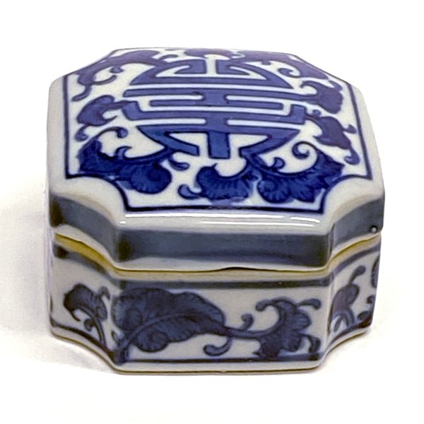 Decorative Ceramic Trinket Box with Lid - Blue and White (3" x 3" x 2") Shiny, Glazed Ceramic - 2 for $5