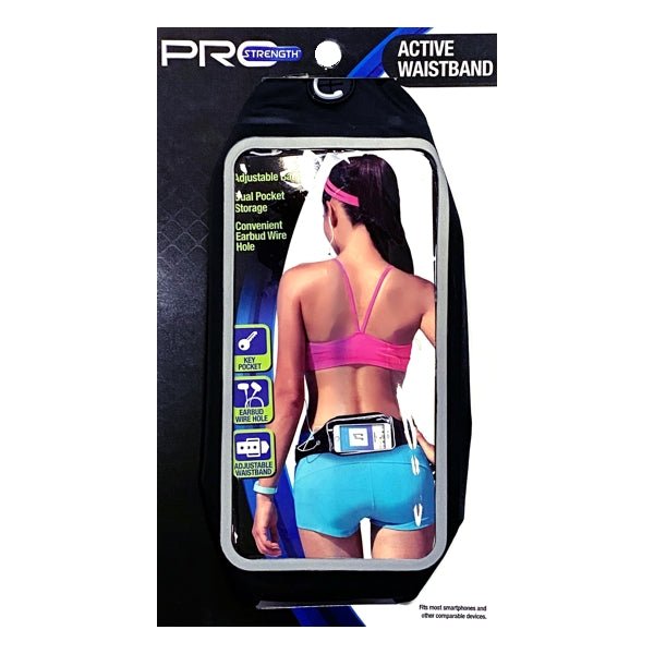 Pro Strength Active Waistband Phone Case Protective Pouch - Black (Maximum Phone Size 3.07" x 6.4") - Dollar Fanatic