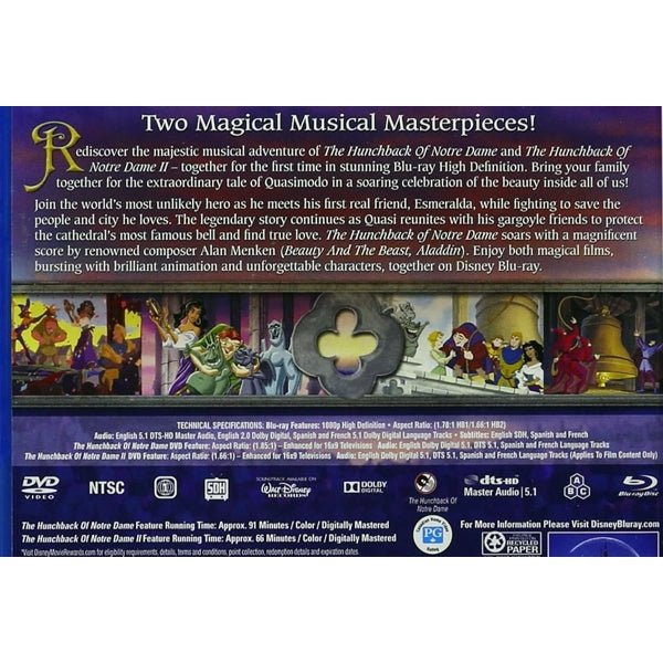 The Hunchback of Notre Dame - 2 Movie Collection (DVD + BluRay DVD 3 - Disc Special Edition Set) - Dollar Fanatic