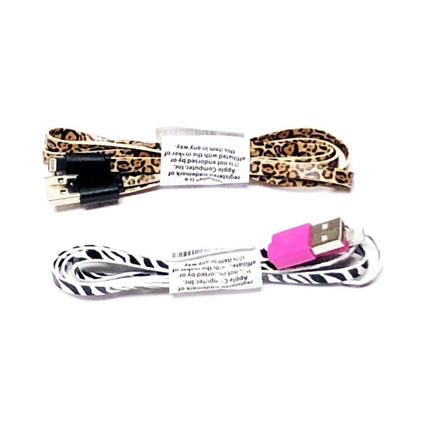 GetCharged Lightning USB Charging Flat Cable Cord (Select Style) Colorful Print Design - DollarFanatic.com