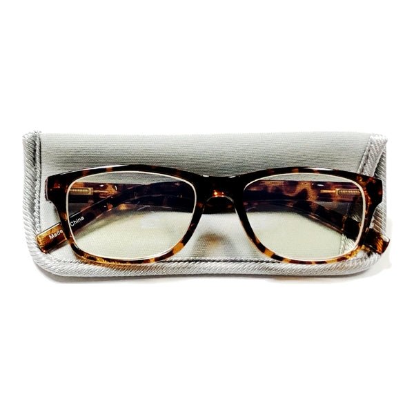 Goodfellow Blue Light Filtering Rectangle Eye Glasses with Soft Case (Brown/Tortoise Print) - DollarFanatic.com