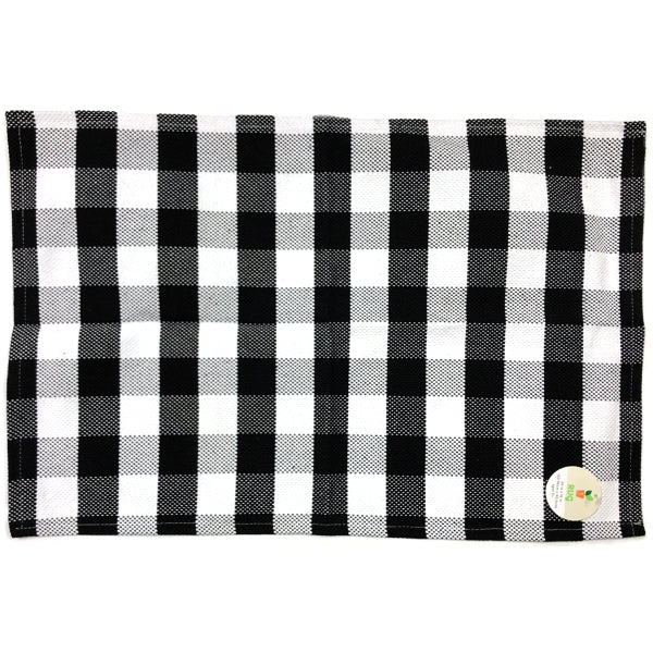 Lucky Star Gingham Checker Small Canvas Rug - Black/White (24" x 16") - DollarFanatic.com