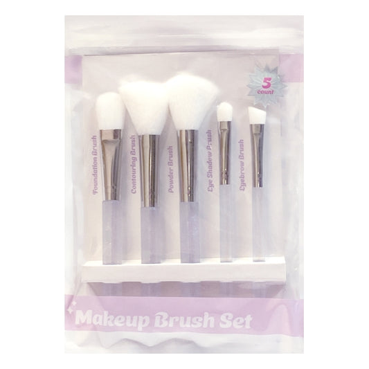 Vivitar Cosmetic Eye and Face Makeup Brush Set - White Iridescent (5-Piece Set)