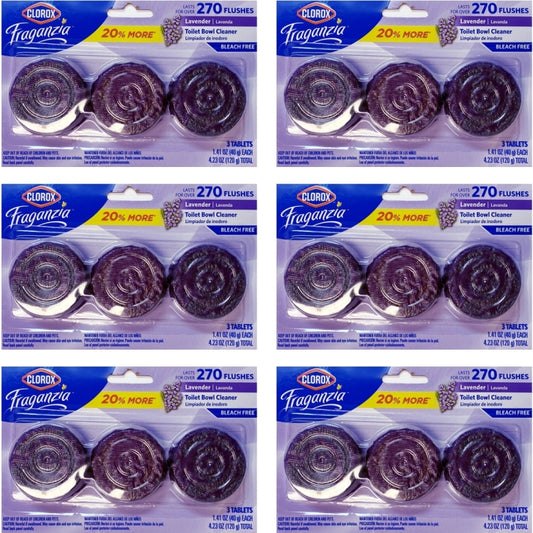 Clorox Fraganzia Toilet Bowl Cleaner Tablets - Lavender Scent (3 Pack) Bleach Free