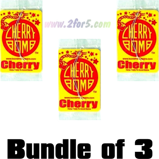 Bundle of 3 - Bomb Fresheners Hanging Car Air Freshener - Cherry Scent (1 Count)