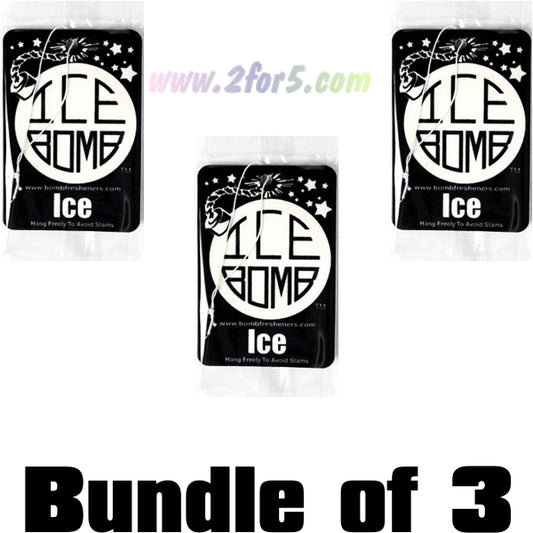 Bundle of 3 - Bomb Fresheners Hanging Car Air Freshener - Ice Scent (1 Count)