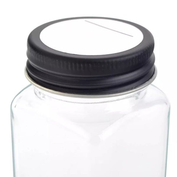 Ankyo Glass Spice Jars with Label Sticker Sheet - Clear/Black (4 Pack) - 2 for $5