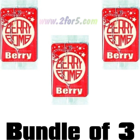 Bundle of 3 - Bomb Fresheners Hanging Car Air Freshener - Berry Scent (1 Count) - 2 for $5