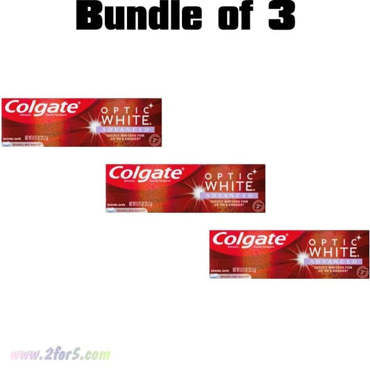 Bundle of 3 - Colgate Optic White Advanced Anticavity Fluoride Toothpaste - Sparkling White (Net Wt. 0.75 oz. ) - 2 for $5