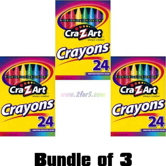 Bundle of 3 - Cra - Z - Art Smoother Brighter Colors Non - toxic Crayons (24 Pack) - 2 for $5
