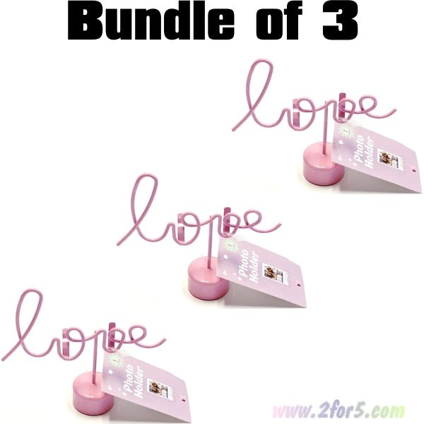 Bundle of 3 - Horizon Love Metal Wire Photo Holder Stand - Pink (Holds 2.1" x 3.4" Wallet Size Picture) Also Use as a Love Note/Memo Holder! - 2 for $5