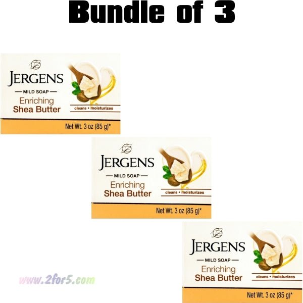 Bundle of 3 - Jergens Shea Butter Enriching Bar Soap - Shea Butter (Net wt. 3 oz.) - 2 for $5