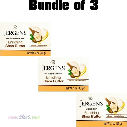 Bundle of 3 - Jergens Shea Butter Enriching Bar Soap - Shea Butter (Net wt. 3 oz.) - 2 for $5