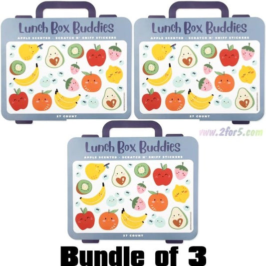 Bundle of 3 - Lunch Box Buddies Fruit - Shaped Scented Stickers - Apple Scent (27 Count) - 2 for $5