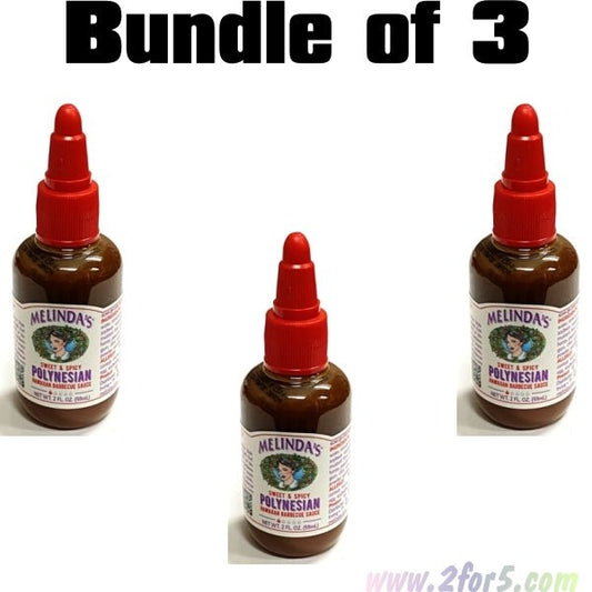 Bundle of 3 - Melindas Sweet and Spicy Polynesian Hawaiian Barbecue Sauce - Mild Sweet Heat (Net 2 fl. oz.) Great as a Flavorful Dip, Glaze or Marinade - 2 for $5