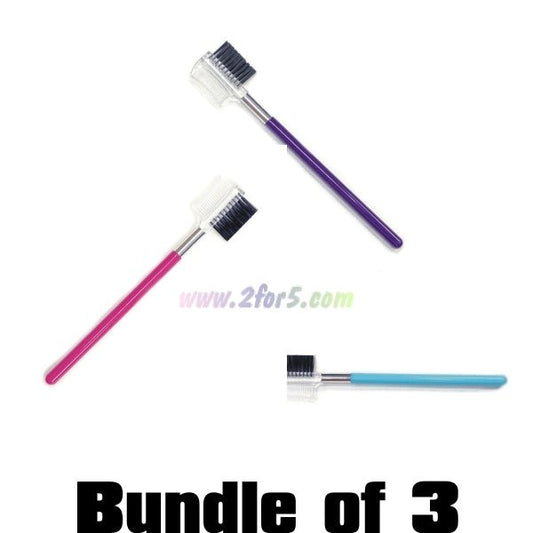 Bundle of 3 - Modesa Eyebrow Groomer Brush/Comb Combo (5.6") Colors Vary - 2 for $5