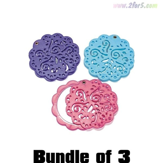 Bundle of 3 - Modesa Floral Compact Mirror On - the - Go (2.75 in. dia.) Colors Vary - 2 for $5