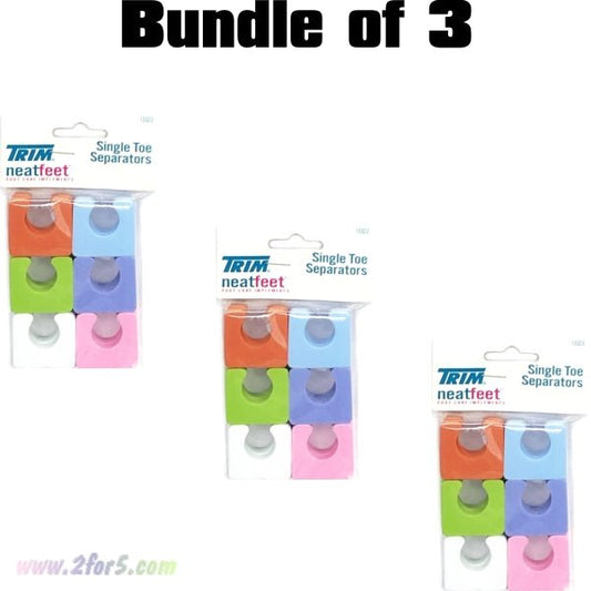 Bundle of 3 - Trim Neat Feet Single Toe Separators (12 - Piece Set) Perfect for Pedicures and Nail Polish Applications - 2 for $5