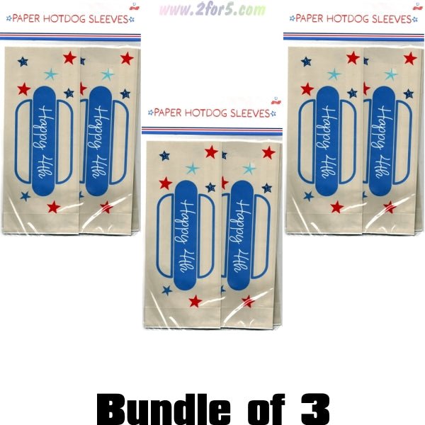 Bundle of 3 - Vivitar Paper Hot Dog Wrapper Sleeves - Patriotic Stars (6 Pack) - 2 for $5
