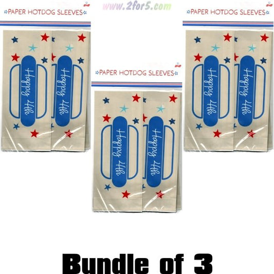 Bundle of 3 - Vivitar Paper Hot Dog Wrapper Sleeves - Patriotic Stars (6 Pack) - 2 for $5