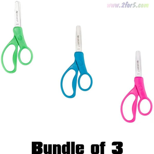 Bundle of 3 - Westcott Blunt - tip 5" Scissors for Kids (Select Color) Right or Left - Handed - 2 for $5