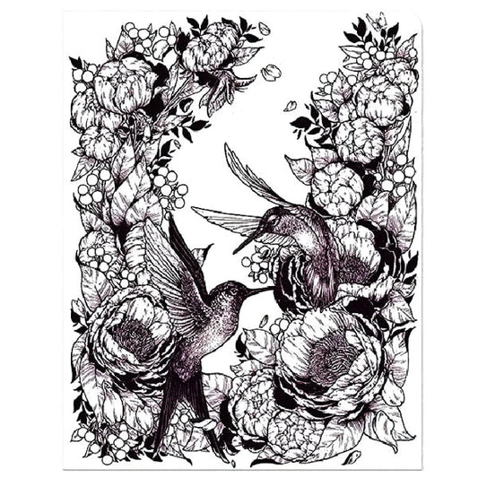 Decomposition 2 - Pocket Plastic Portfolio Folder - Hummingbirds (9.5" x 11.5") DIY Color and Design - 2 for $5