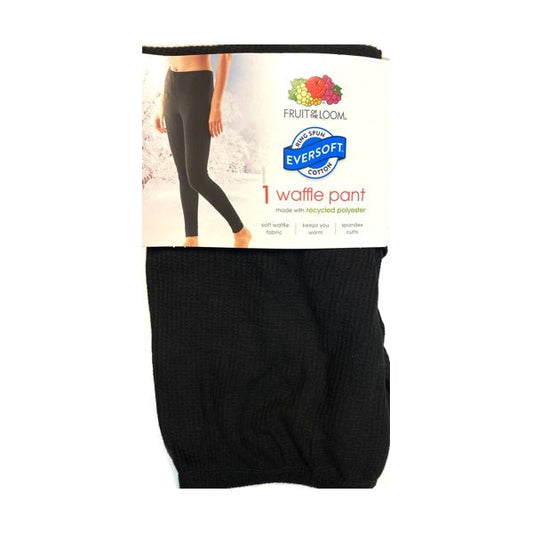 Fruit of the Loom Women's EverSoft Thermal Long Johns Waffle Pants - Black (Size 8 - 10/Medium) - Dollar Fanatic
