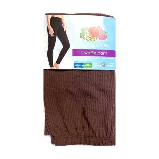 Fruit of the Loom Women's Thermal Long Johns Waffle Pants - Chestnut Brown (Size X - Small/0 - 2) - Dollar Fanatic