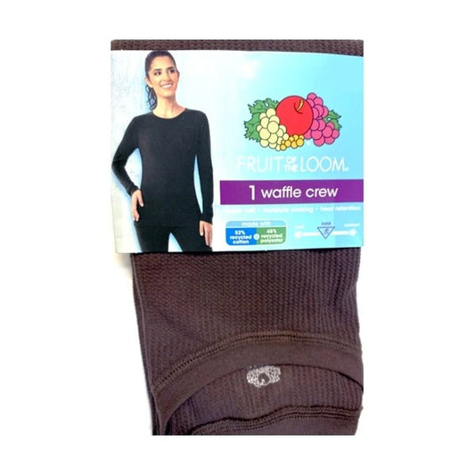Fruit of the Loom Women's Thermal Long Sleeve Waffle Crew Shirt - Chestnut Brown (Size Small/4 - 6) - Dollar Fanatic