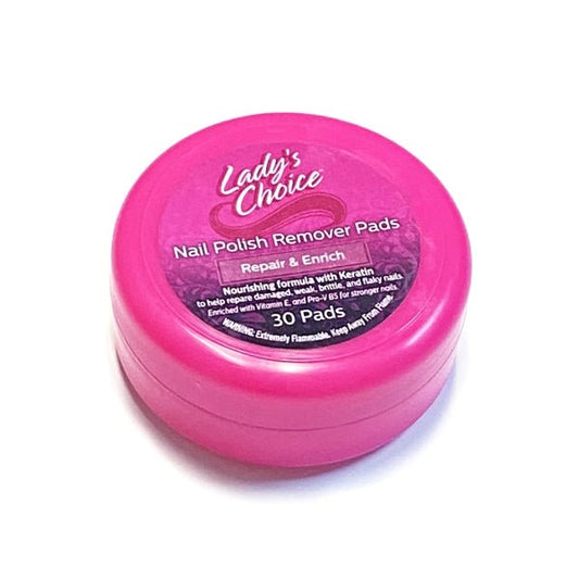 Lady's Choice Nail Polish Remover Pads - Repair and Enrich (30 Pack) Nourishing Formula with Keratin - Dollar Fanatic