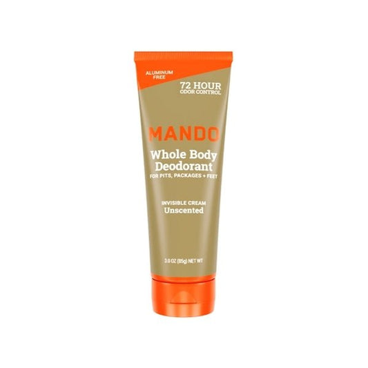 Mando Whole Body Deodorant Invisible Cream - Unscented (Net wt. 3.0 oz.) Aluminum Free, 72 - Hour Odor Control - Dollar Fanatic