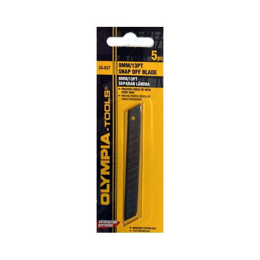 Olympia Tools 9mm/13pt Snap Off Utility Blade Refills - 33 - 027 (5 Pack) - Dollar Fanatic