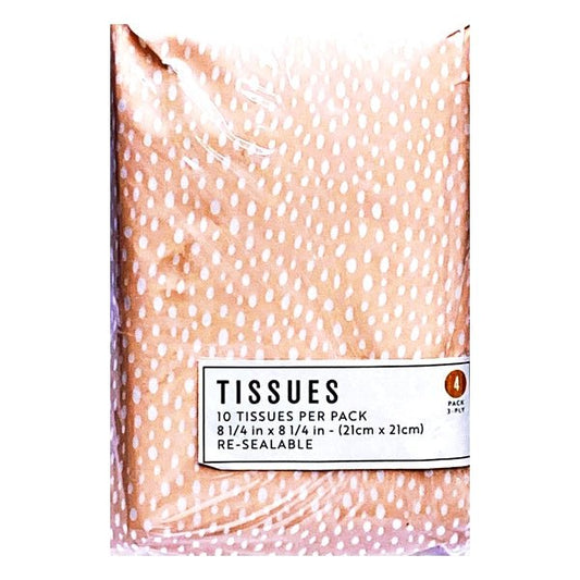Party Theme 3 - Ply Facial Tissue Guest Travel Packs - Peach/Dots (4 Pack) - Dollar Fanatic