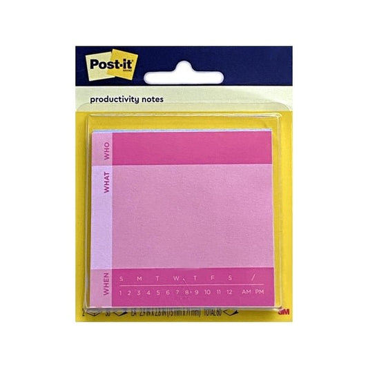Post-it Daily Productivity Reminder Sticky Notes Pads - Blue/Pink (2 Pack) - Dollar Fanatic