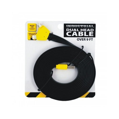 Gadget Gear Lightning & Micro USB Industrial Dual Head Sync Charger Cable (9 ft. long) - Dollar Fanatic