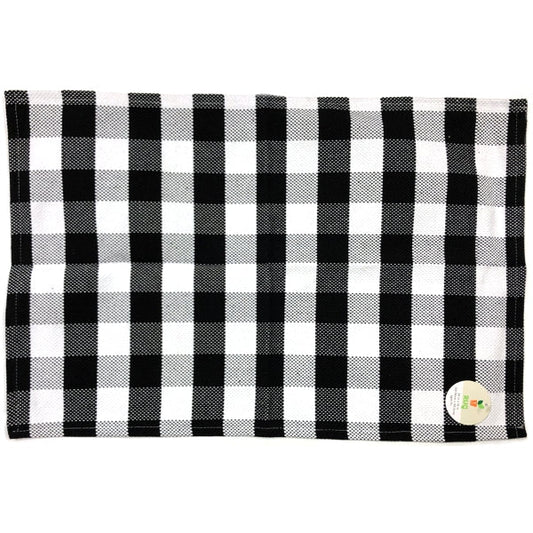 Lucky Star Gingham Checker Small Canvas Rug - Black/White (24" x 16") - DollarFanatic.com