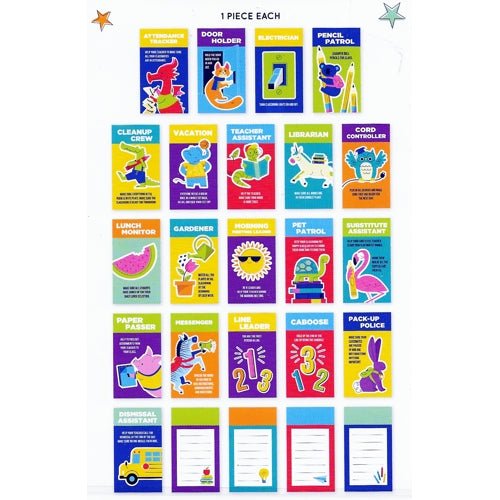 Teacher Supply Co. Classroom Class Job Cards (24 Pack) Large Size 5" x 9" - DollarFanatic.com